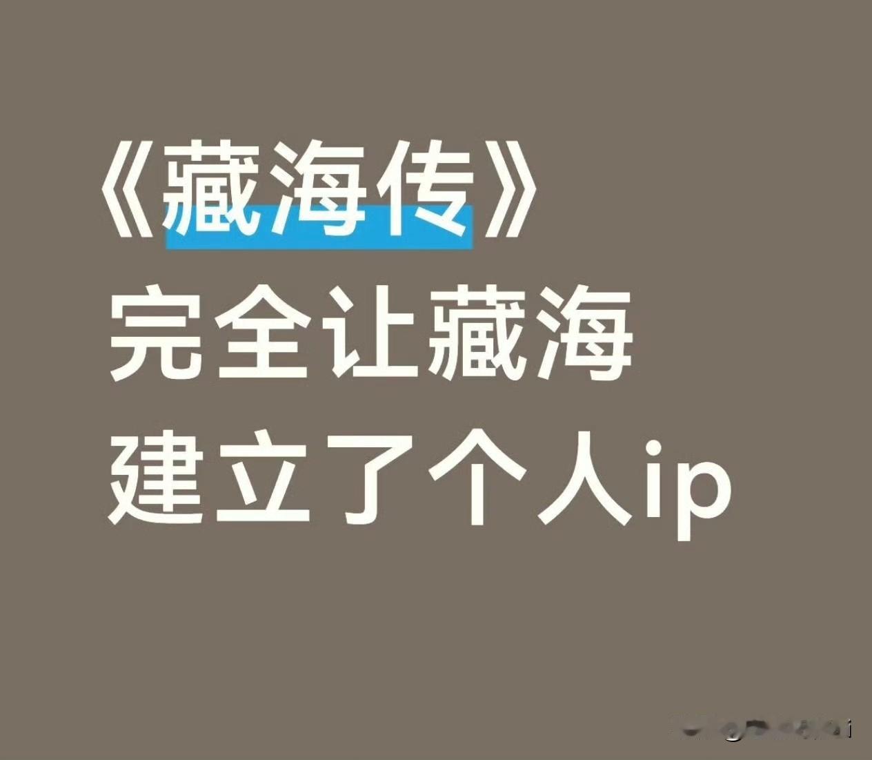 藏海是盗墓衍生原创剧本，肖战藏海是他自己的个人IP，“无肖战不藏海”就是这么来的