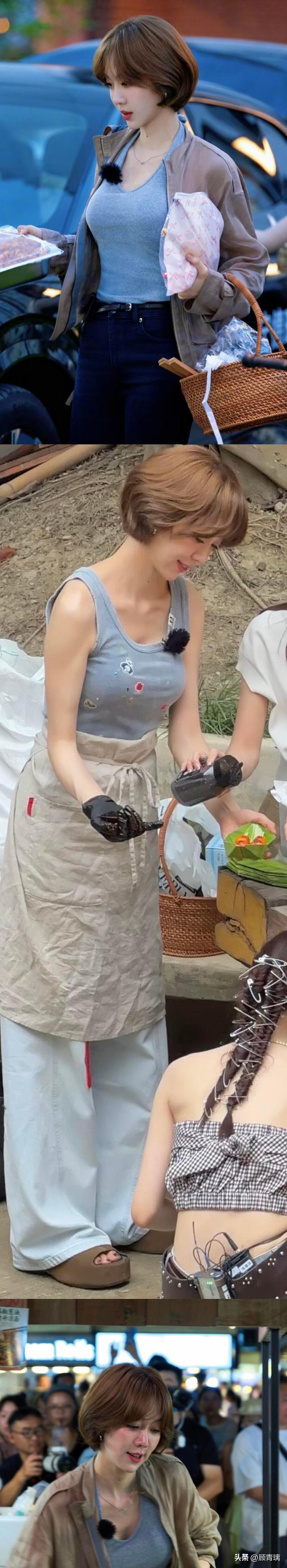 姜妍这个短发造型太好看了，她的身材也非常完美，而且在综艺节目做饭也是一绝！