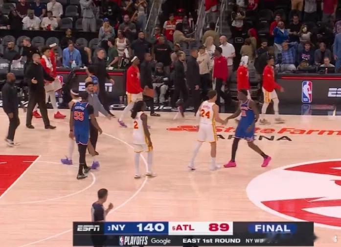 北京时间5月1日，NBA季后赛首轮G6，尼克斯客场140-89狂胜老鹰51分，连