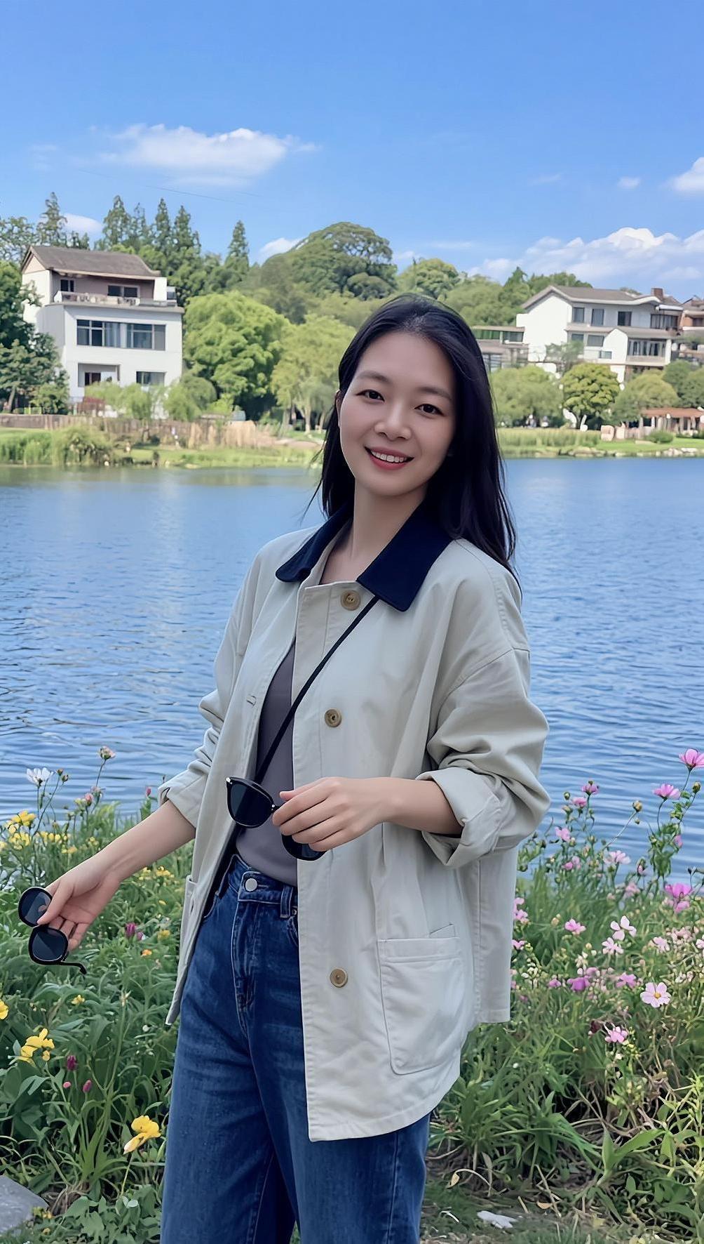 AI湖畔生活照  少女写真 甜系女孩 穿搭 日常分享