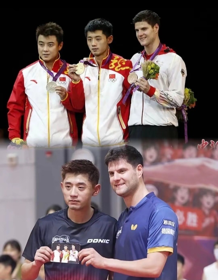 一张跨越14年的合照，张继科对比之前除了老点体型基本没什么变化，奥恰洛夫对比之前