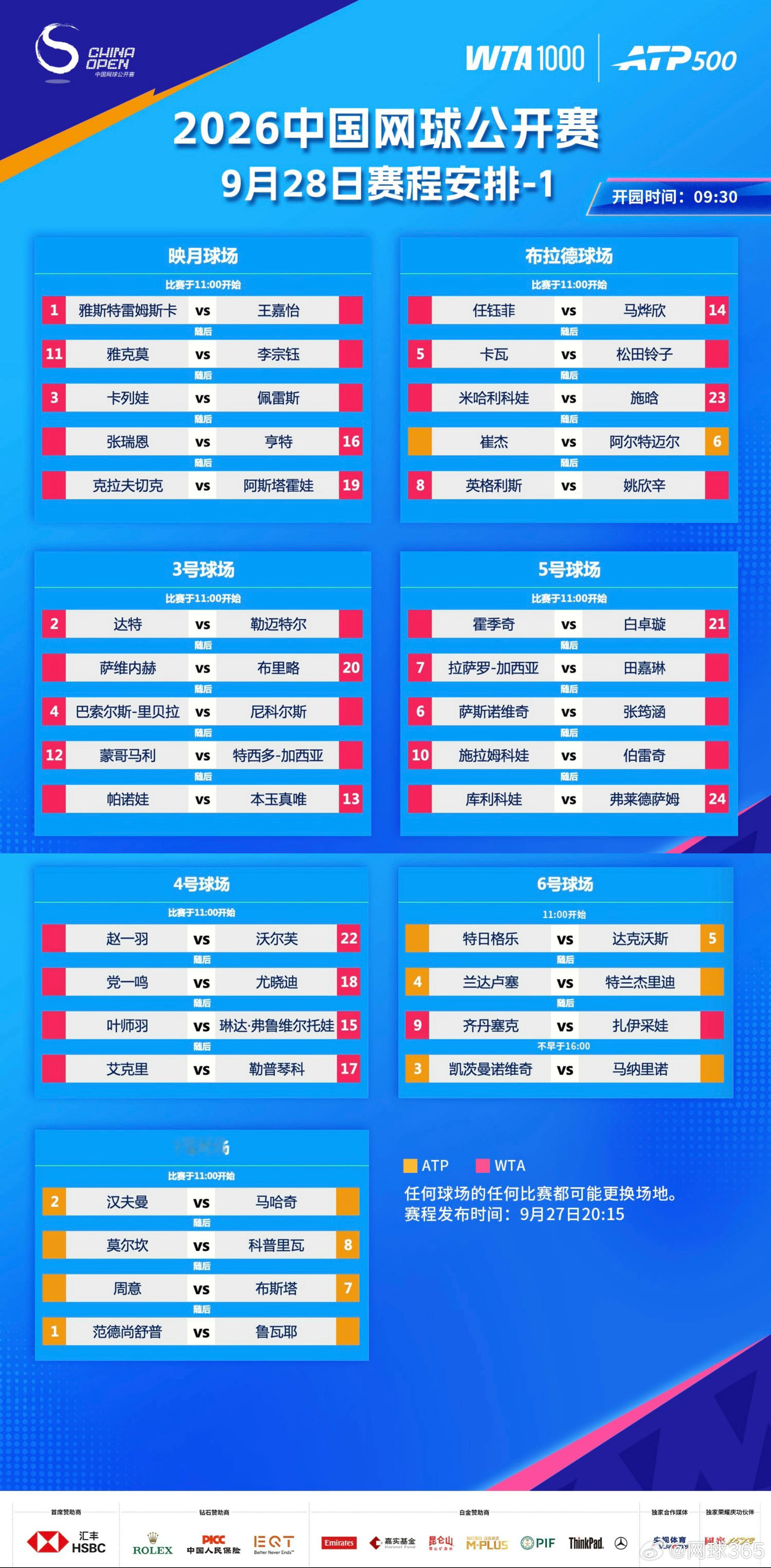 中网男女单打资格赛签表和首日赛程来了，请查收！中网[超话]中网 ​​​