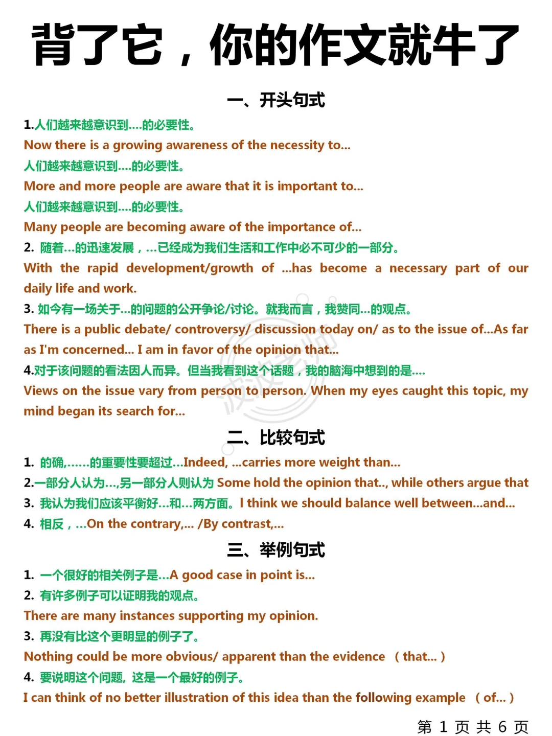 考前救命！英语作文万能句！30分钟搞定！