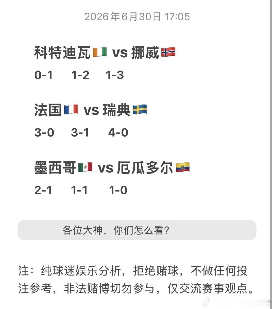科特迪瓦🇨🇮 vs 挪威🇳🇴 1.基础概况：首次正赛交手，科特迪瓦全程苦