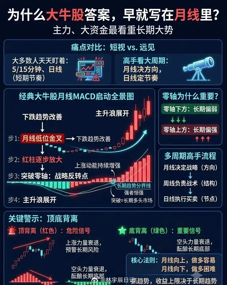 大牛股的密码藏在月线中：短线盯波动，高手看长周期不少股民日复一日盯分时、刷日线，
