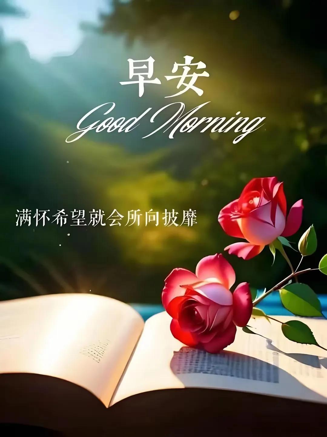 早安，Good Morning，满怀希望就会所向披靡！🌹📖✨早安态度