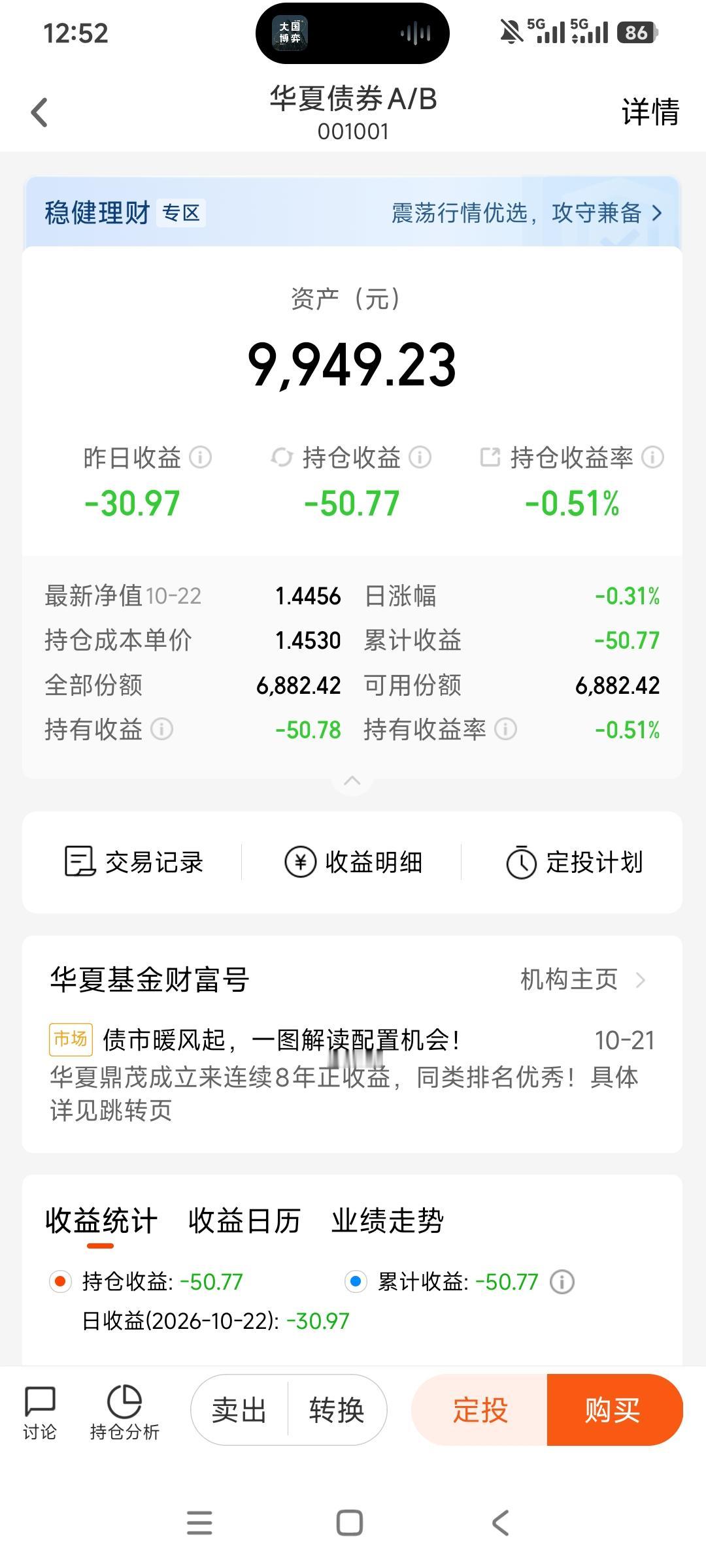 平日里手头有点闲钱，我就会入手一些债券型基金。我清楚债基没法稳赚不赔，净值也会上
