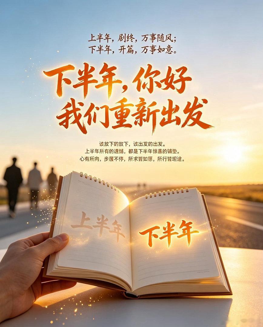 上半年，剧终，万事随风；下半年，开篇，万事如意。该放下的放下，该出发的出发。上半