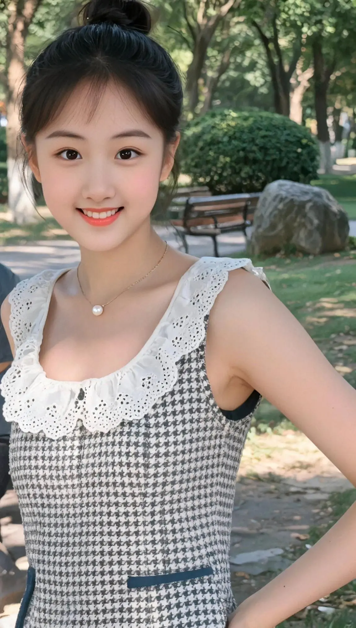 AI原生柔感青春写真 ai创作 公园清新穿搭 温柔甜系女孩穿搭 少女感...