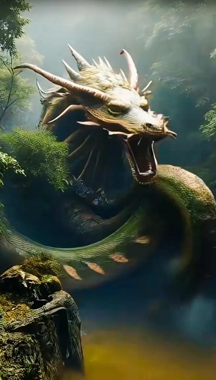 森林深处，巨龙咆哮，震撼人心！🐉🌲大自然中的神兽 灵动的龙