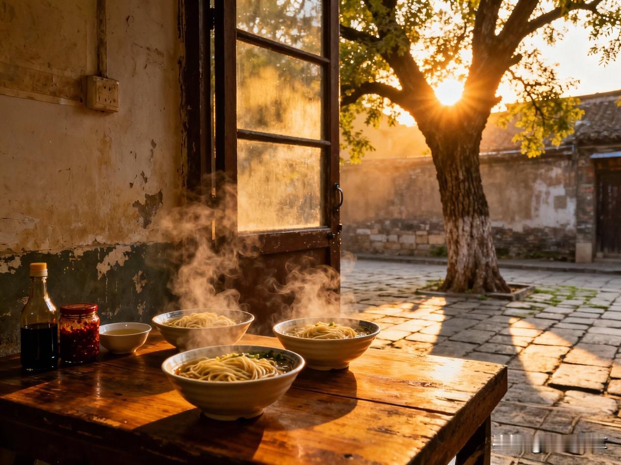 天刚蒙蒙亮时被窗外的鸟叫吵醒，索性爬起来煮了碗面。水汽腾起来模糊了眼镜片，摘下来