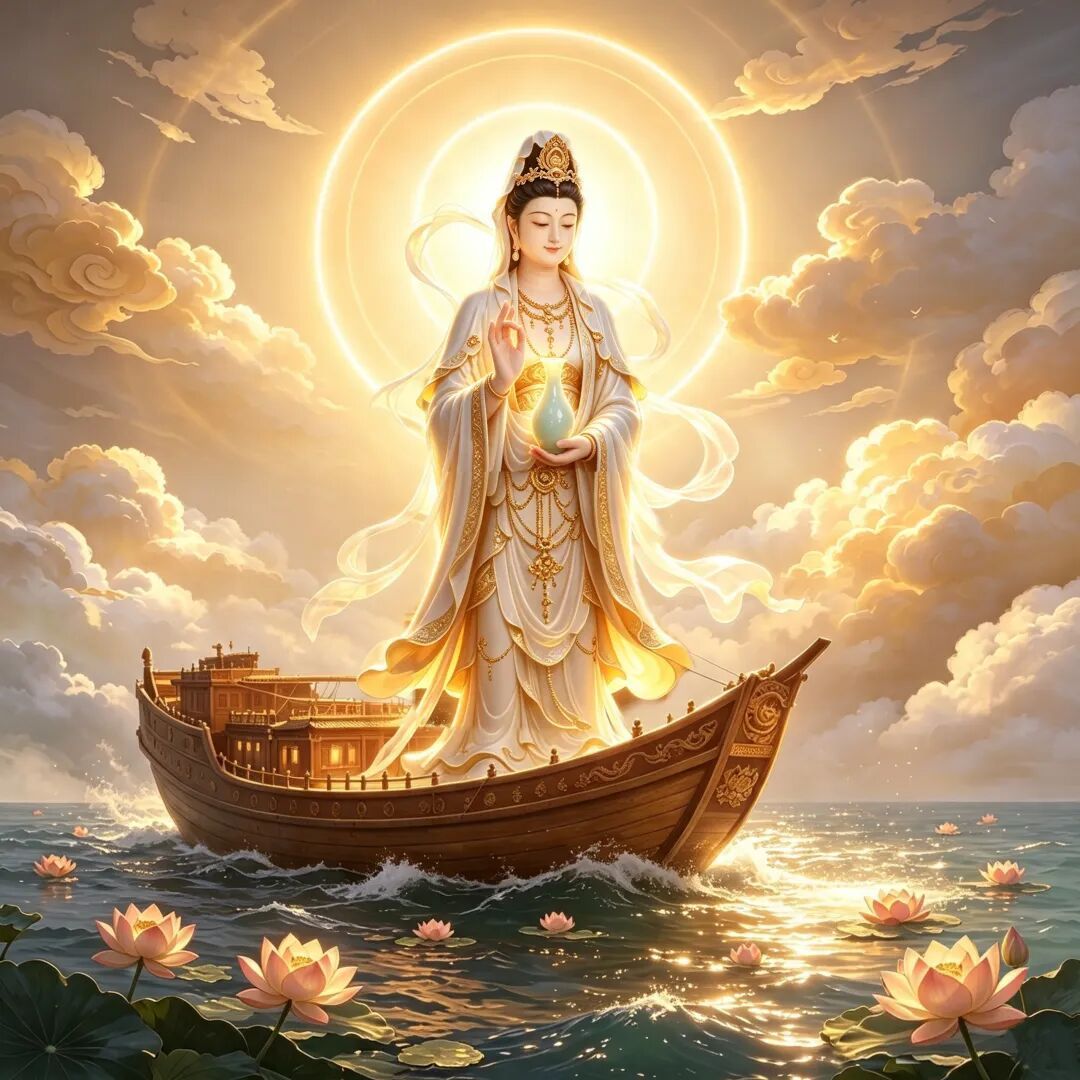 观音菩萨妙难酬，清净庄严累劫修三十二应遍尘刹，百千万劫化阎浮瓶中甘露常时洒，手内