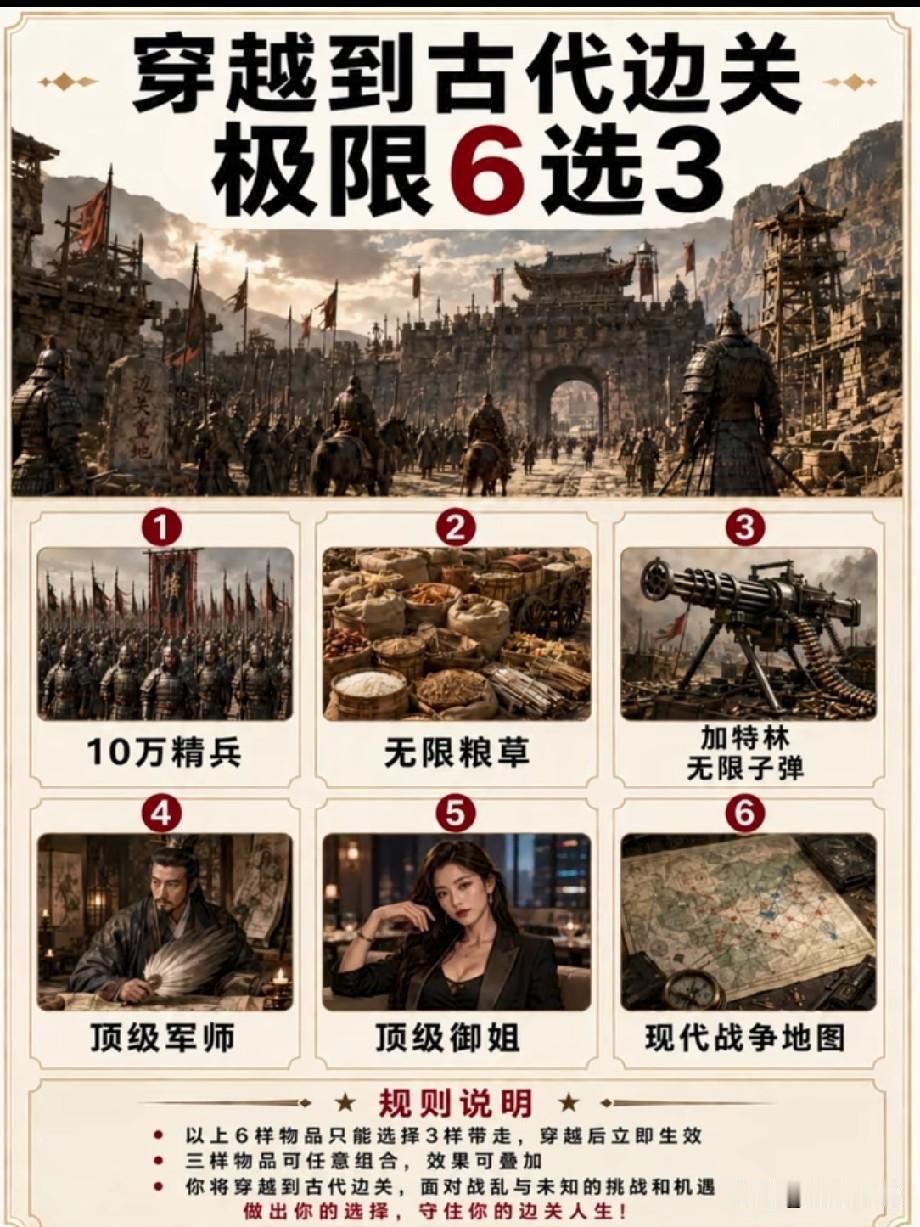 穿越到古代边关，极限6选3。