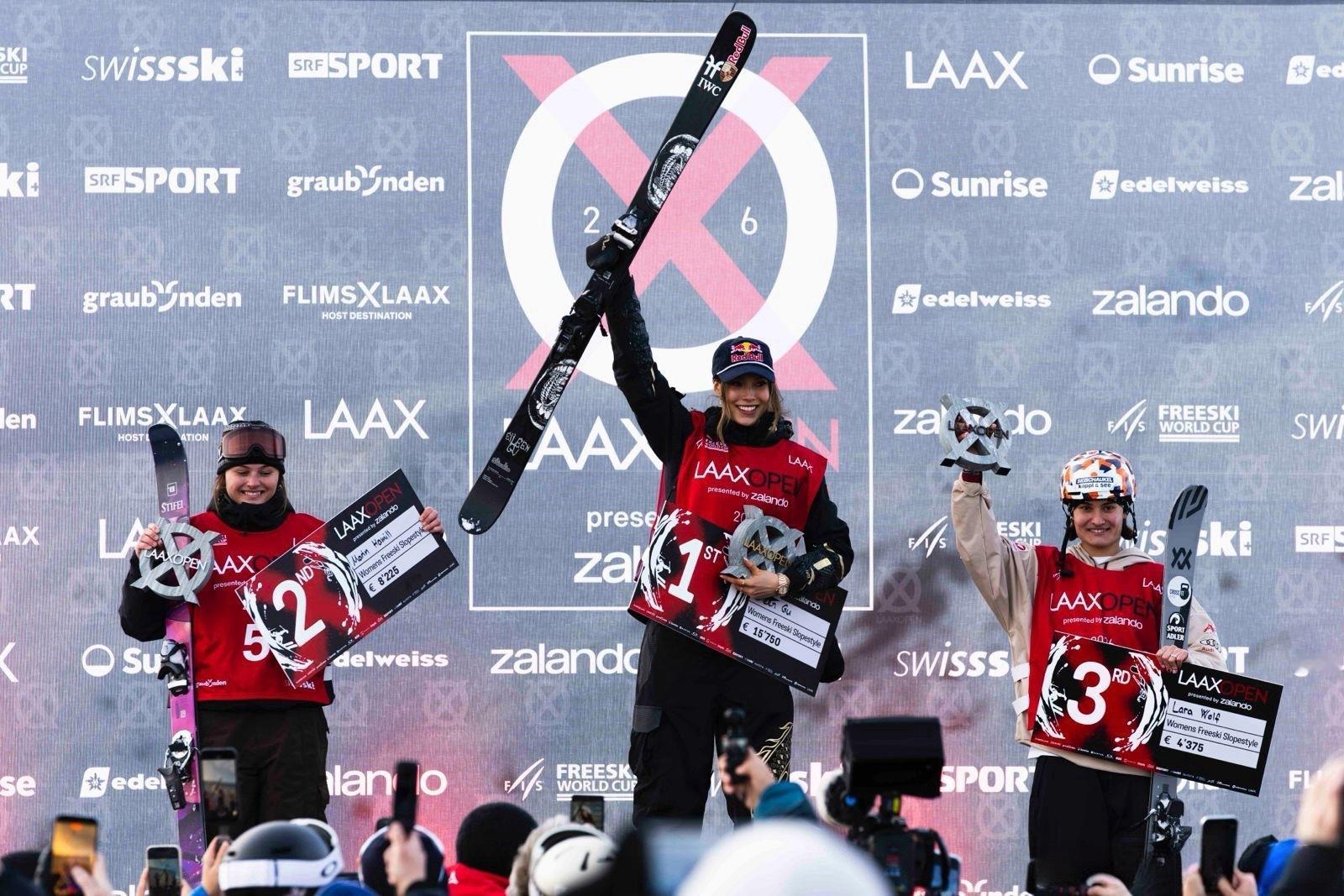 谷爱凌坡面障碍世界杯夺冠 自由式滑雪坡面障碍世界杯莱克斯站决赛中，🇨🇳谷爱凌