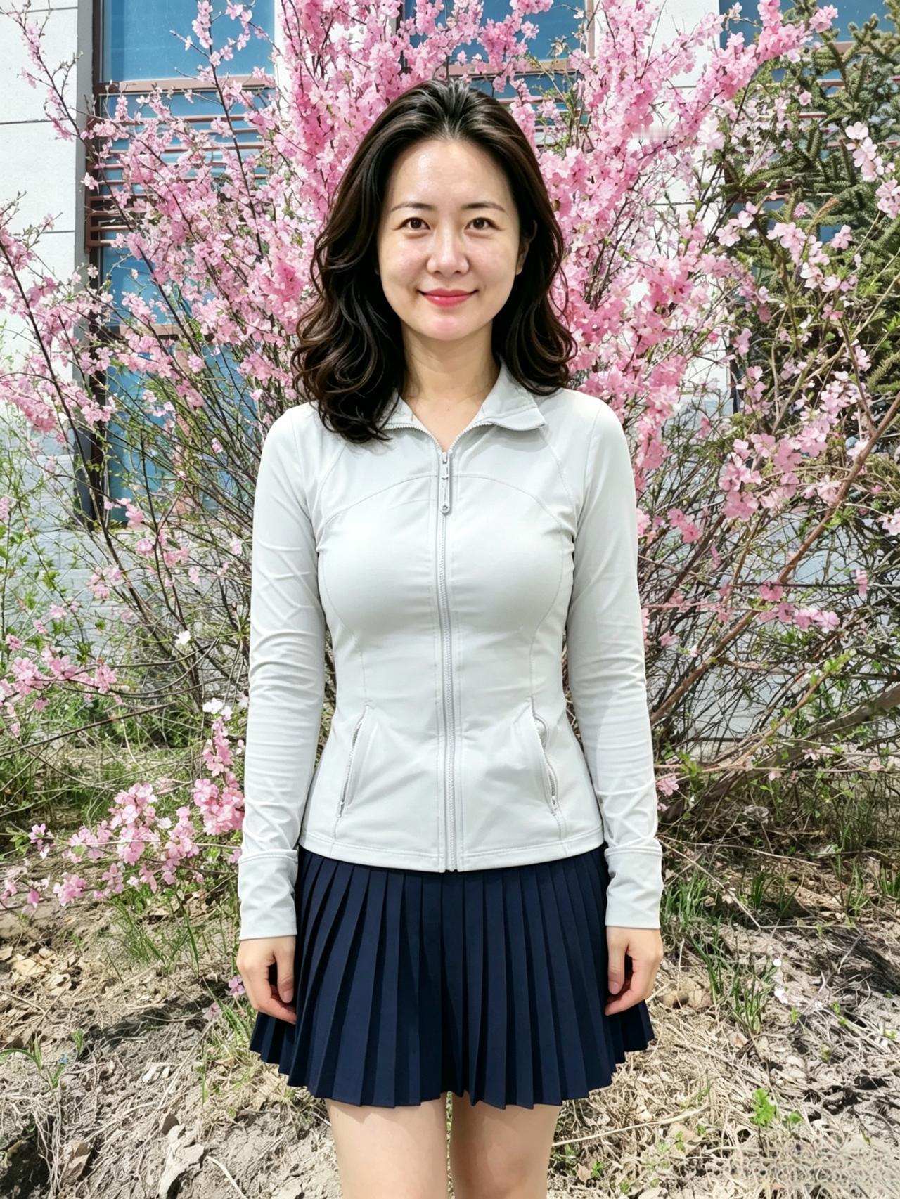 粉霞缀满枝头
春意在花间悄悄停留
轻抬的手接住风
眼里盛满春日的温柔
裙摆漾开浅