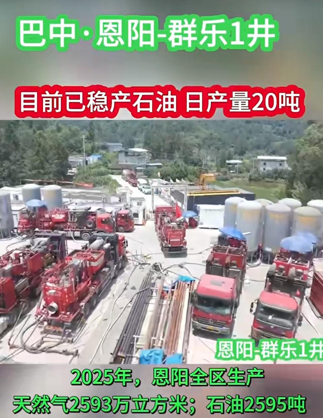 巴中已经生产石油了嘛？目前稳产日产量20吨，油井位置位于恩阳区群乐镇，如果再加上