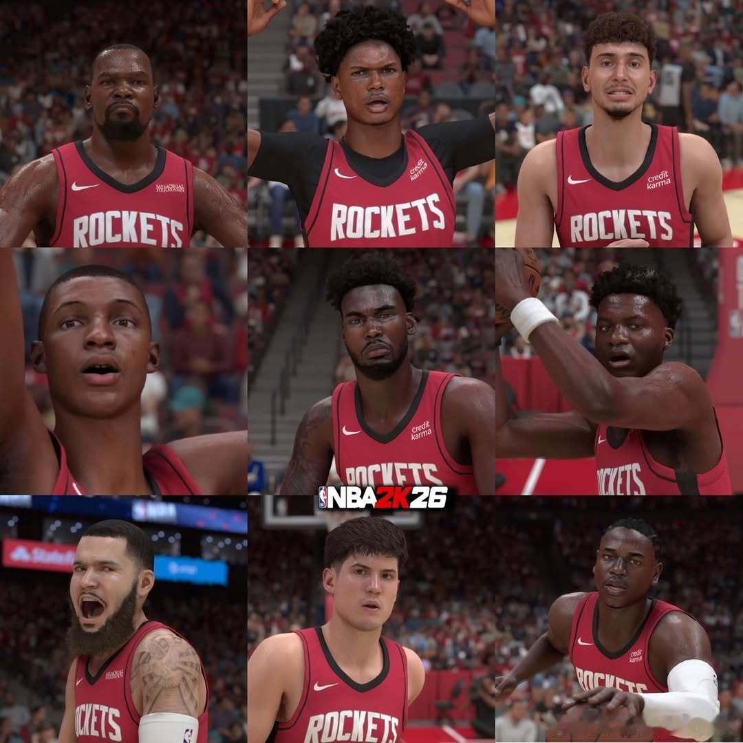 NBA2K26火箭各球员形象👀你们觉得像不像？？休斯顿火箭nba2k26公布能