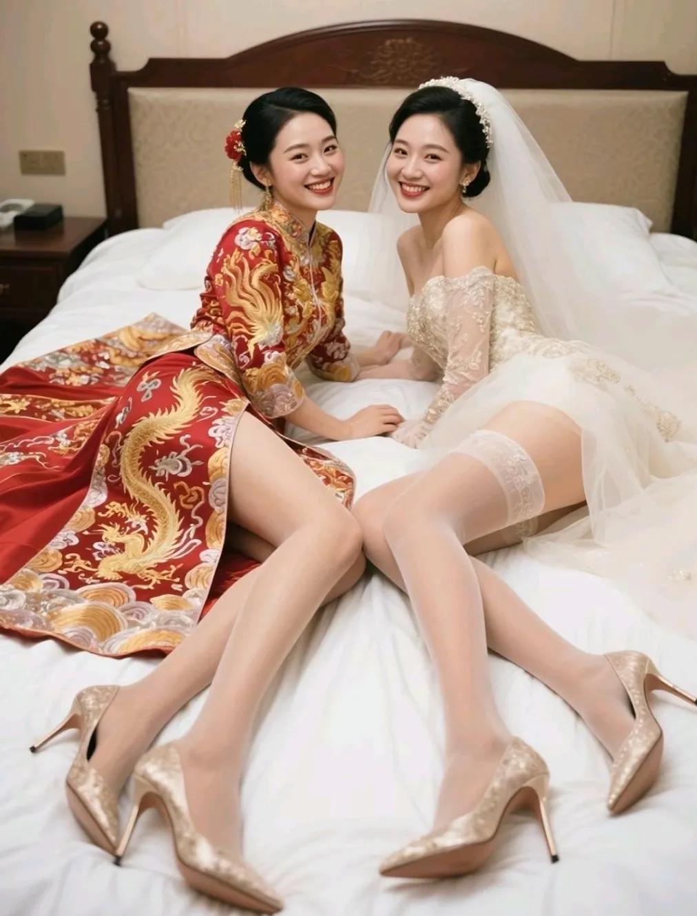 闺蜜婚礼穿搭，红衣与白纱的完美碰撞，笑靥如花，幸福满满！💍👠👗