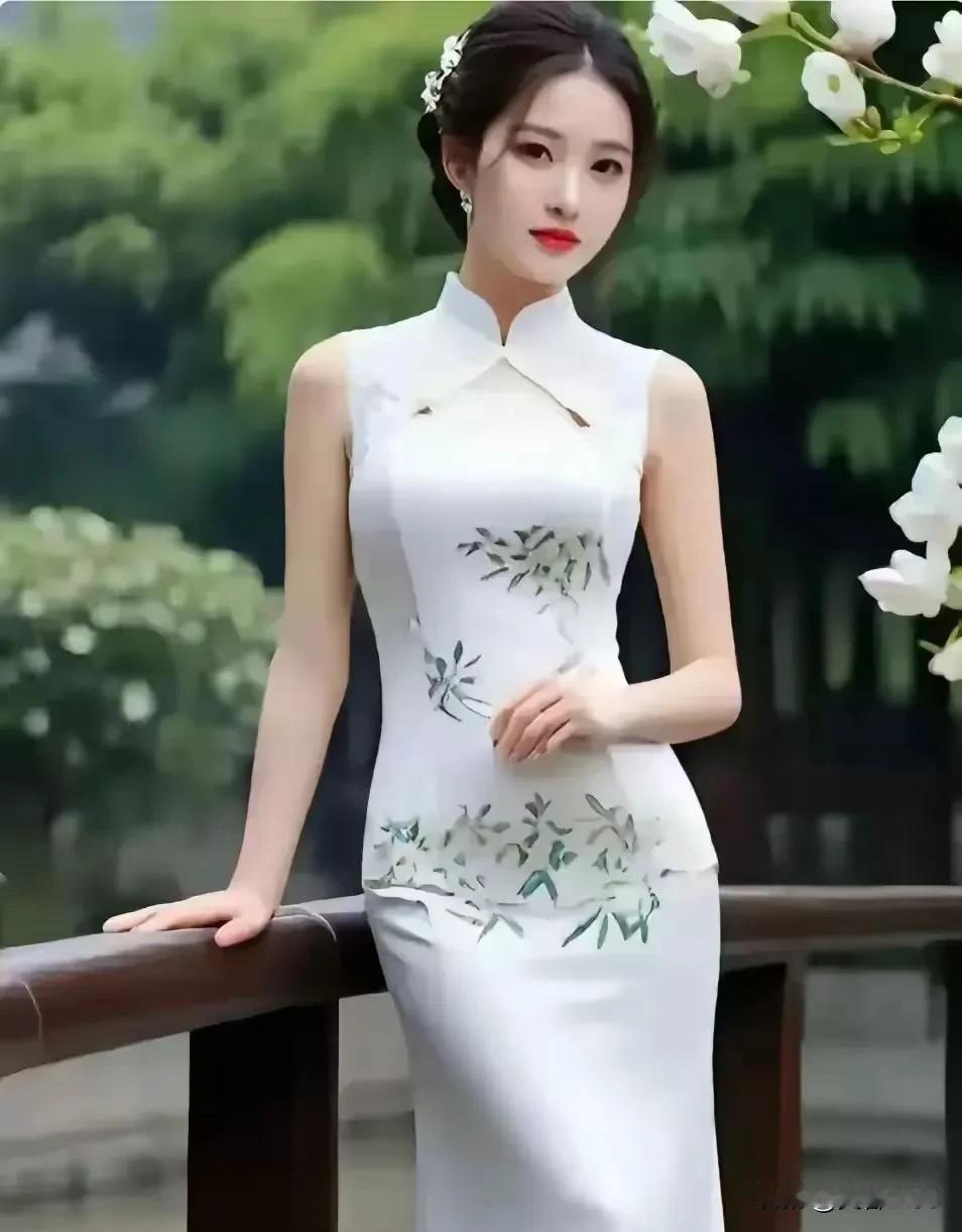 绿枝映衬美人姿，花影摇曳春风里。
留靓影睹芳颜 溪边倩影笑颜扬 姿娇容艳笑容甜