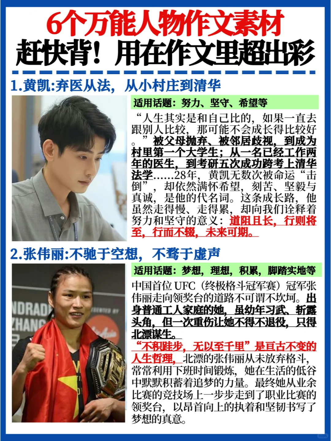 6个万能人物作文素材💯用在作文里超出彩