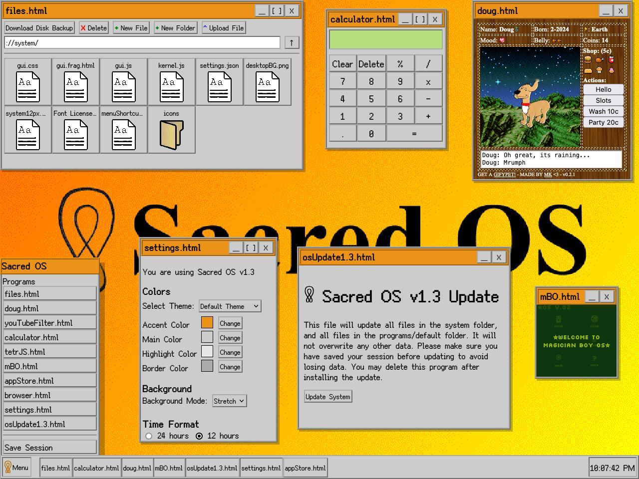 Sacred OS，一个运行在浏览器里的开源OS项目地址：github.com/
