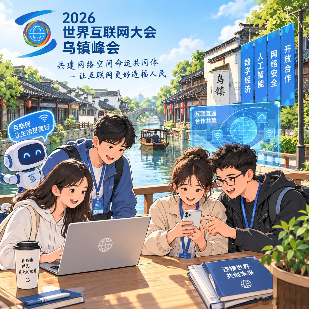 2026年世界互联网大会乌镇峰会一座水乡，连接一个更大的世界。十年乌镇峰会，让数