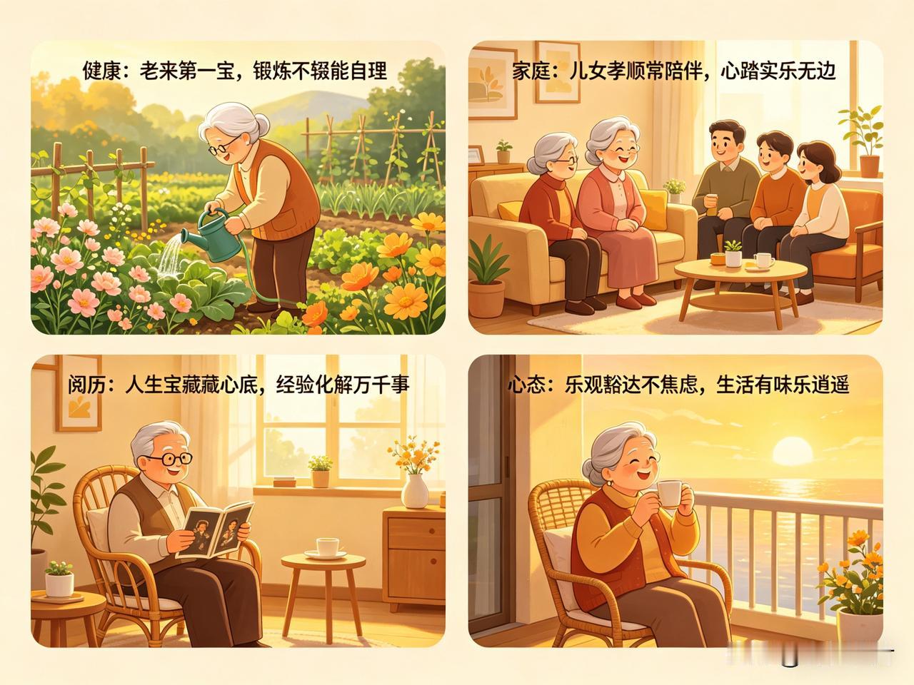 人老了，最值钱的东西还真不是金银财宝。
健康肯定排第一。没了健康，干啥都没精力，