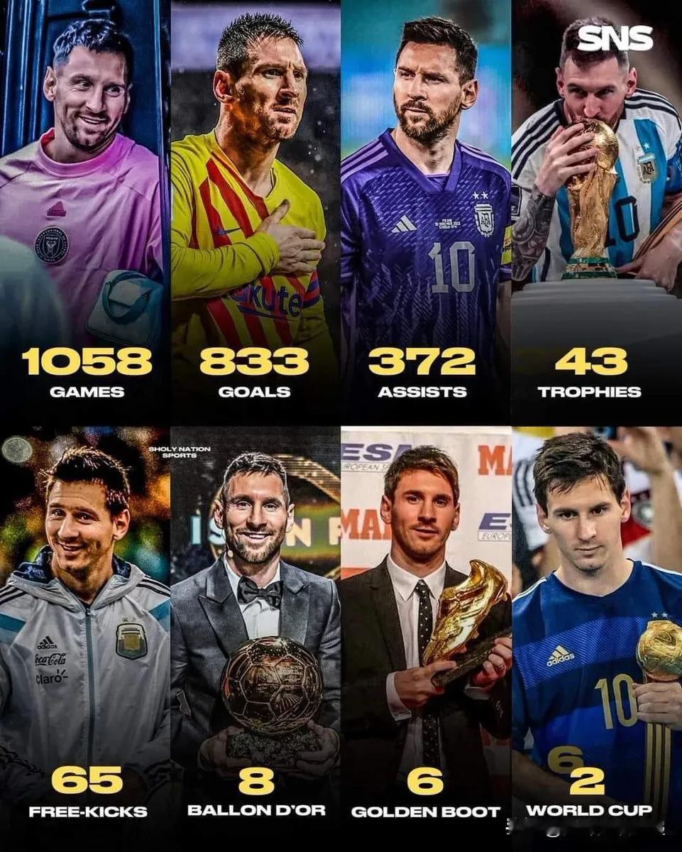 🇦🇷这是梅西的职业生涯🔥 ：

👕 1058 场比赛
⚽️ 833 个进