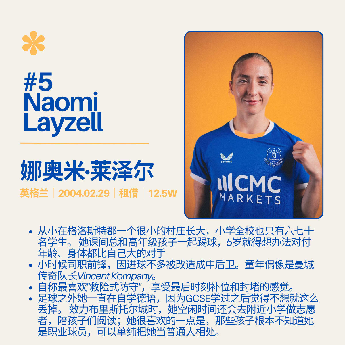 ⏳2026/27赛季WSL开赛倒计时8天球员简介7️⃣｜埃弗顿（门将&后卫）中场