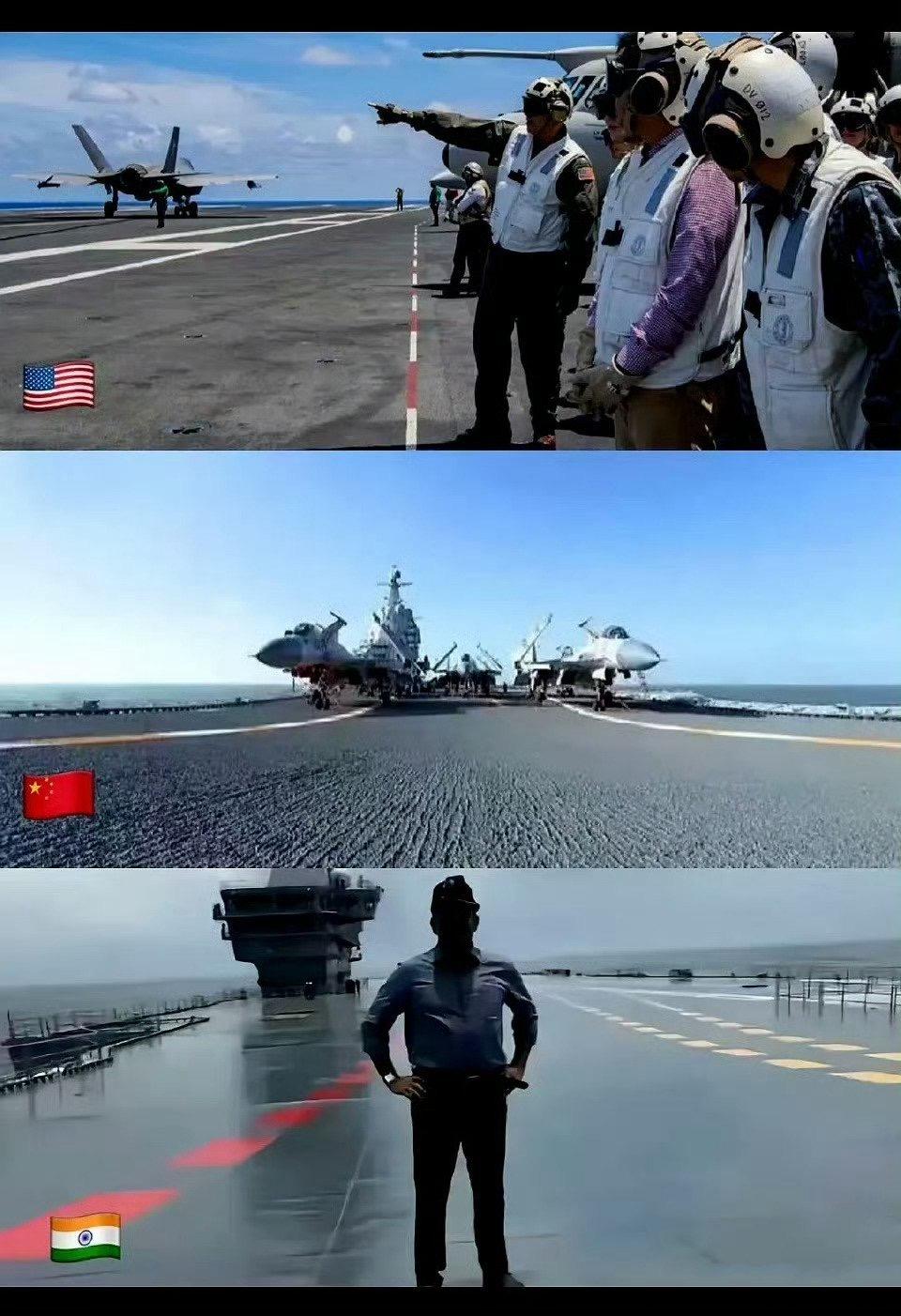 论光滑程度，中美航母的做工都不如印度航母！

看看人家三哥的航母甲板，油光蹭亮的