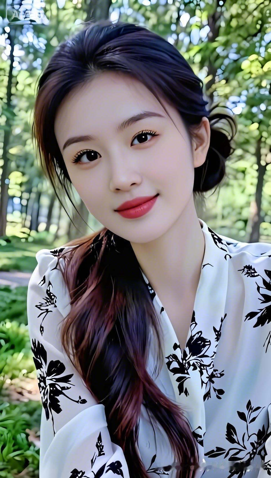 森林中的甜美少女，花丛中绽放的美人。
