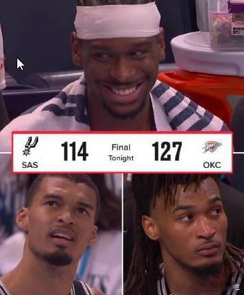 雷霆3比2马刺马刺vs雷霆NBA季后赛 NBA西决G5，雷霆在主场以127-11