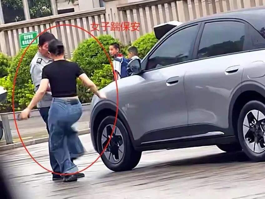 看了半拉视频，即使不是完整片段，保安都没人性，女子只是轻轻踢一下，能有多大伤害？