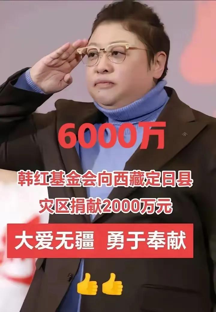 韩红的号召力就是强！韩红爱心基金会己向西藏灾区捐了6ooo万元人民币！
前一段看