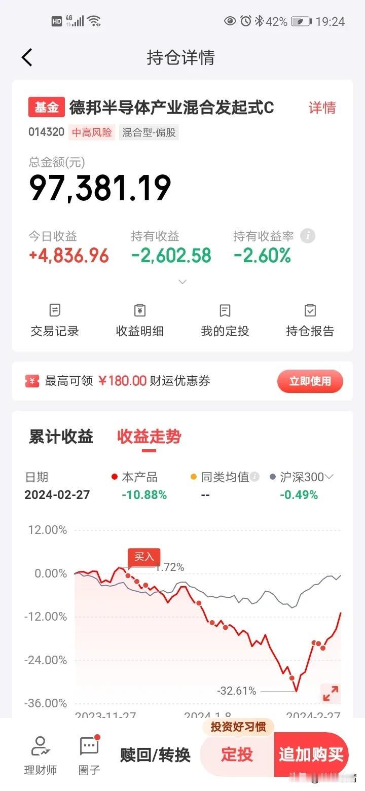 半导体还要一个大涨才能回本，总持仓已回正，牛！