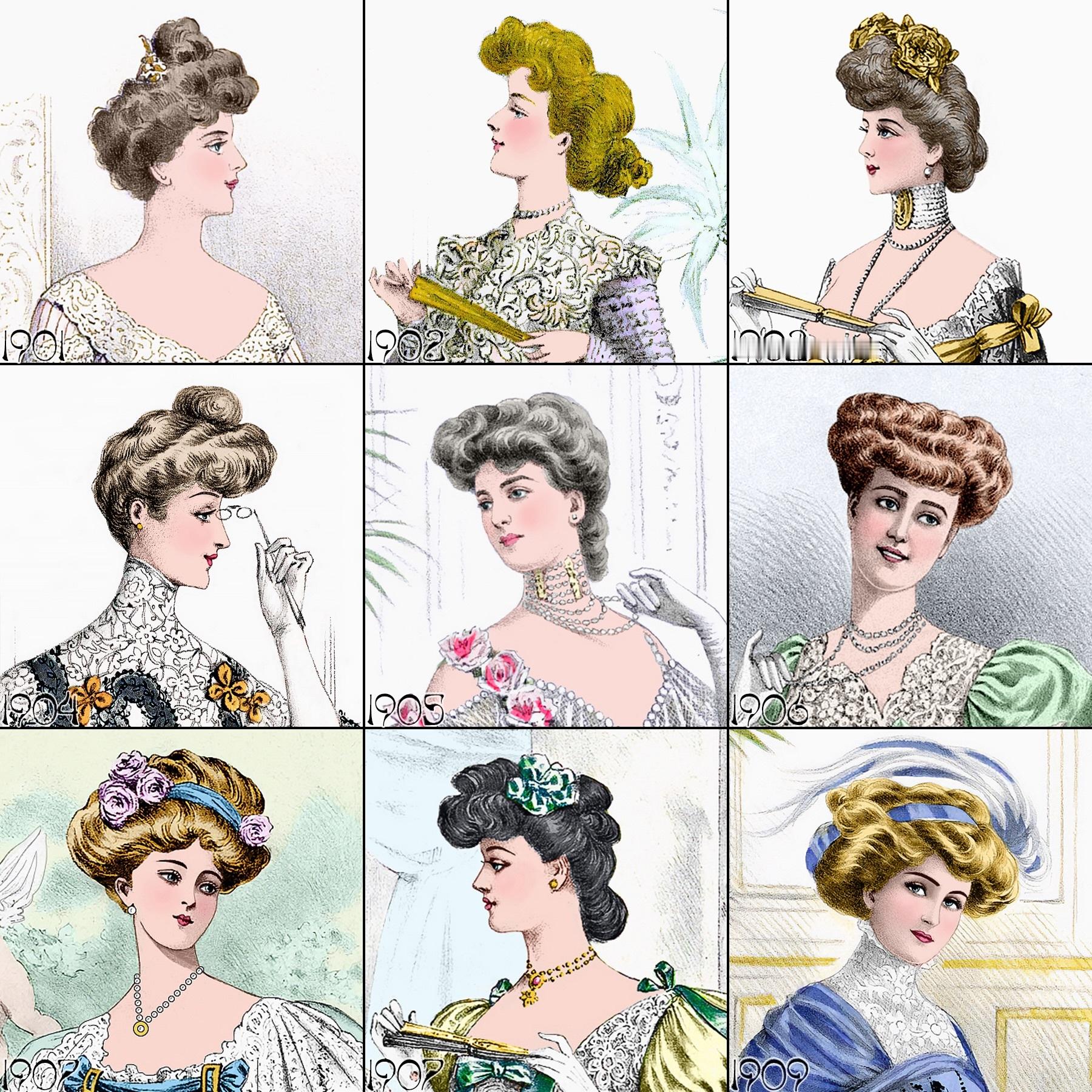 19世纪-20世纪欧洲女性时尚发型💇♀️ 
