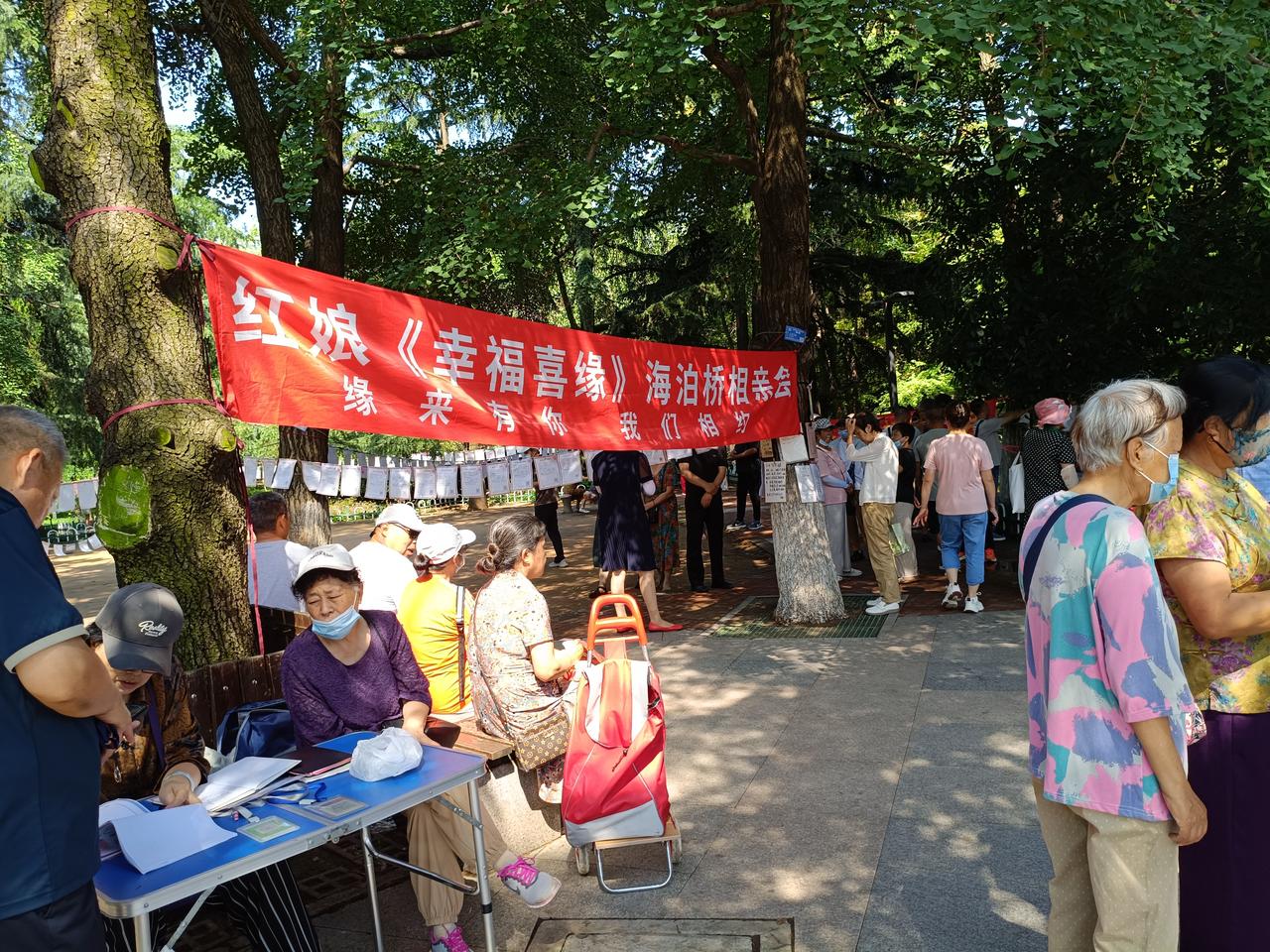 今天又是每周六的海泊河公园相亲会。

    路过粗略的看了一下，几乎全是中老年