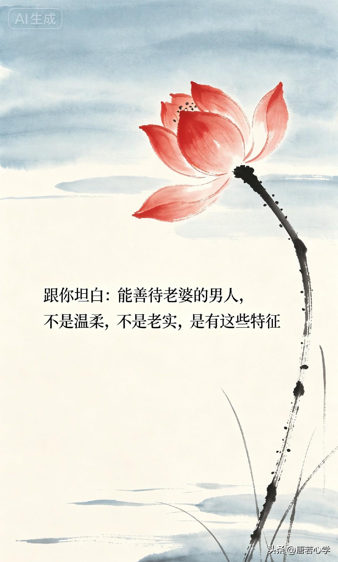 跟你坦白：能善待老婆的男人，不是温柔，不是老实，是有这些特征。

《菜根谭》里有