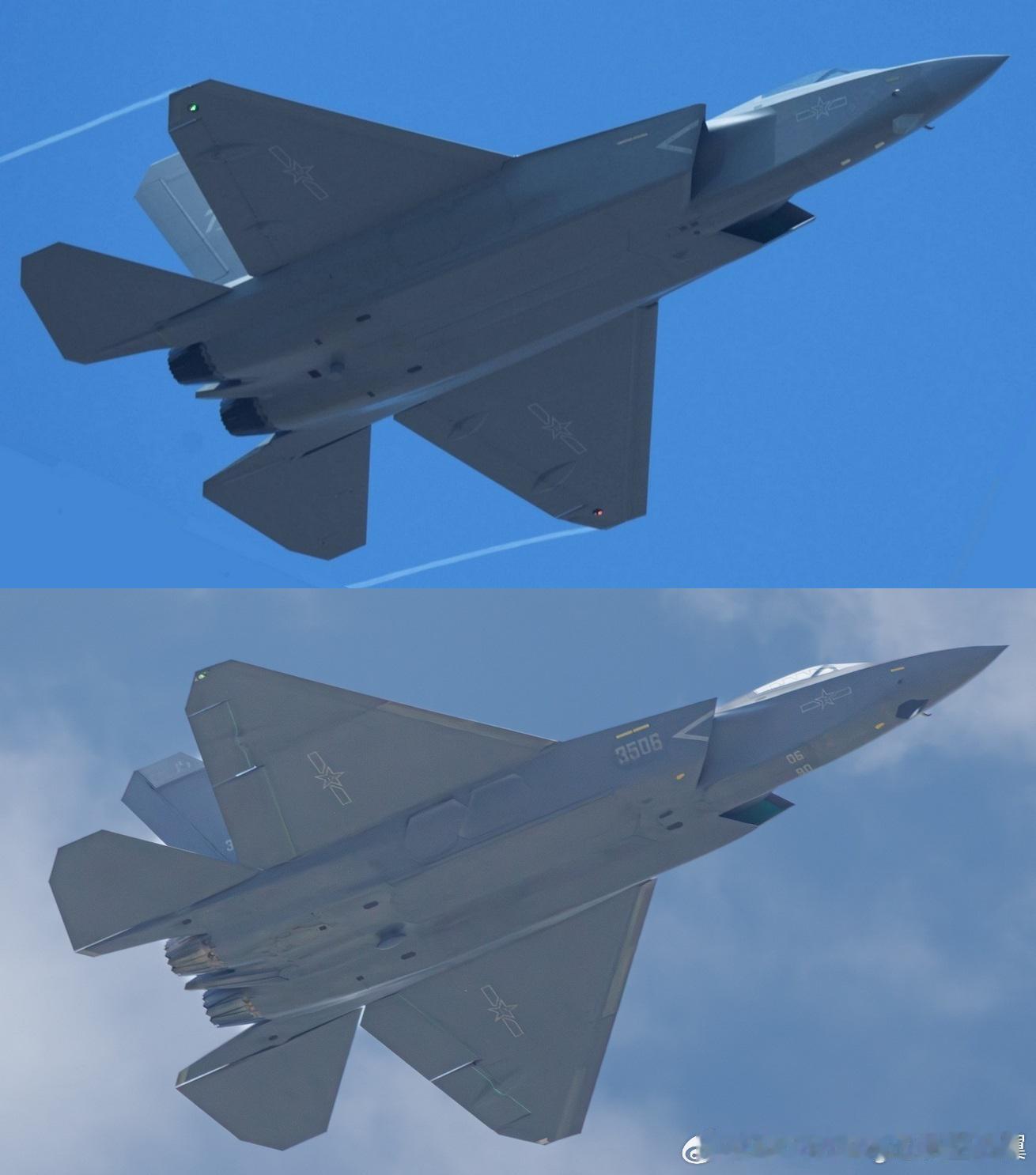 空军型J35A和舰载型J35的同角度对比图 [酷]它们长度相同，最主要区别就是主