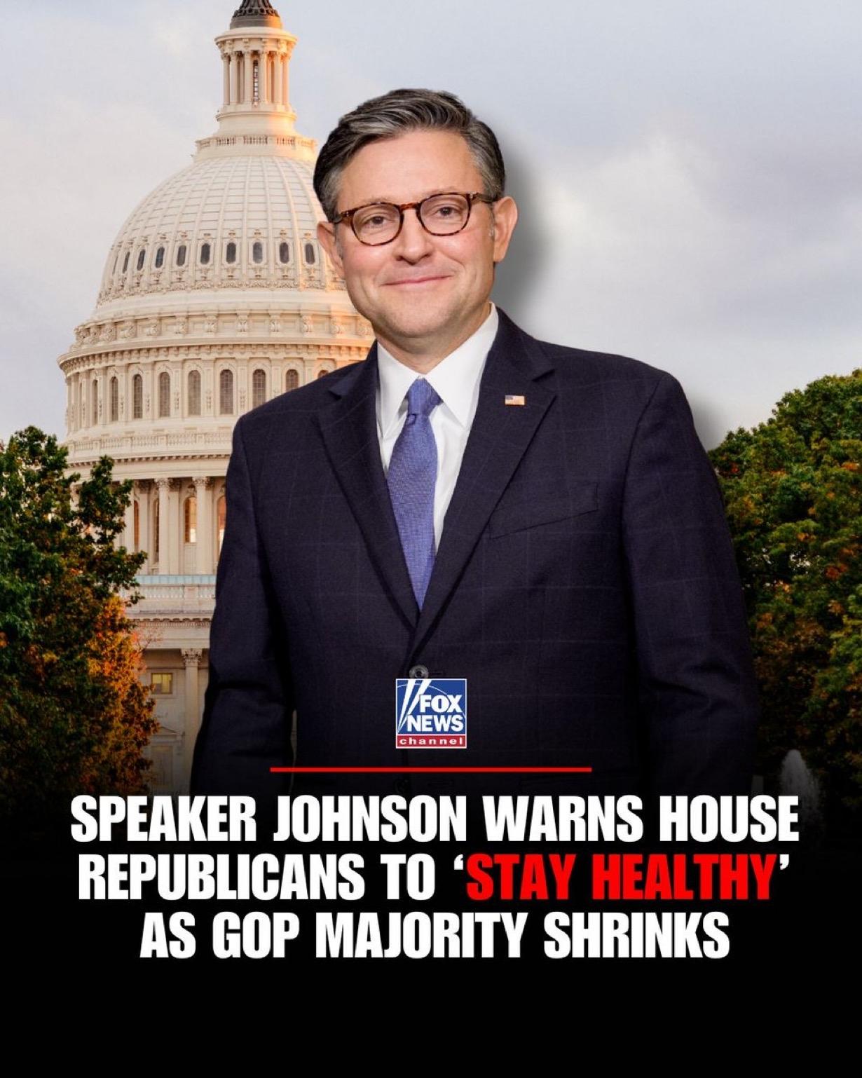 “记得补充维生素”

众议院议长迈克·约翰逊敦促共和党人保持谨慎，因为共和党在众