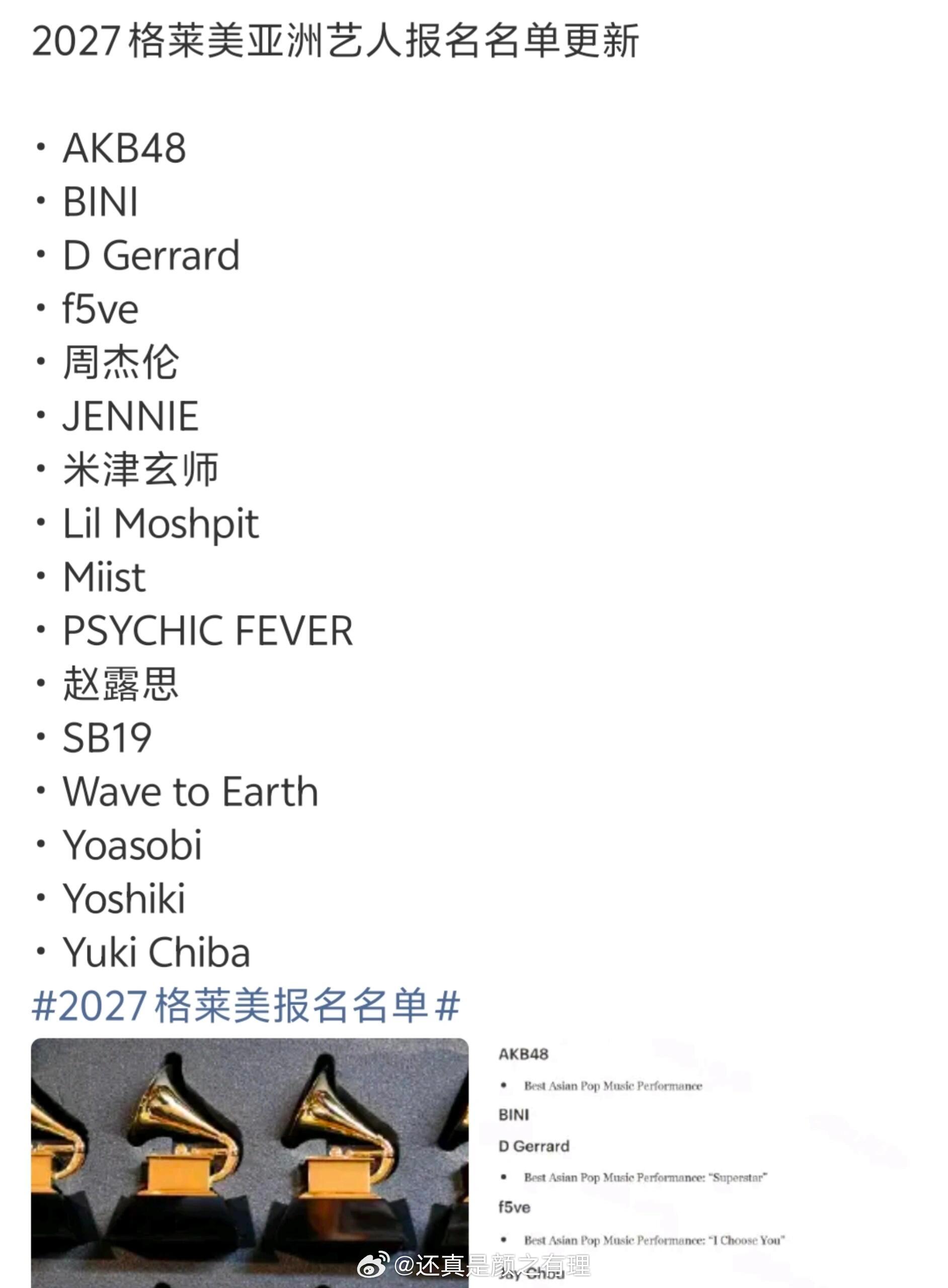 这个格莱美报名名单看的我不中了哈哈哈哈哈哈哈 ​​​