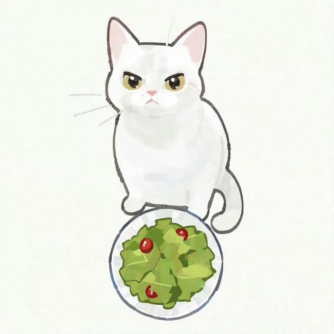 猫咪：我忙了一天，就给我吃这？😾 附一张手绘，日常羡慕手艺人 ​​​