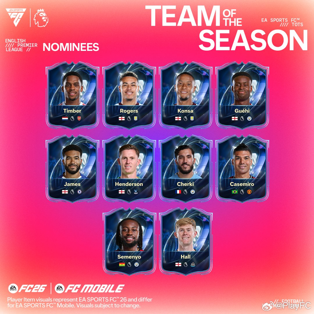 FC 26 Ultimate Team 赛季最佳阵容活动即将到来。英超联赛票选率