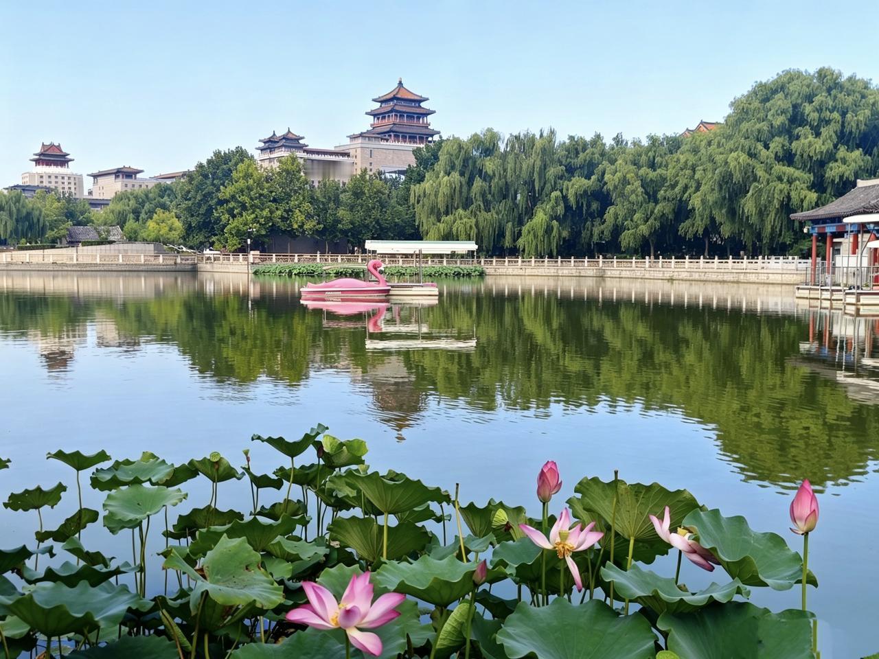 没想到已近8月底，北京莲花池，还是滿眼盛开的莲花，听说9月份仍有晚荷可赏。

北