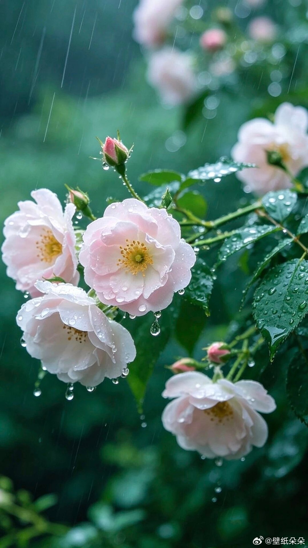 雨滴水珠花瓣治愈系壁纸 