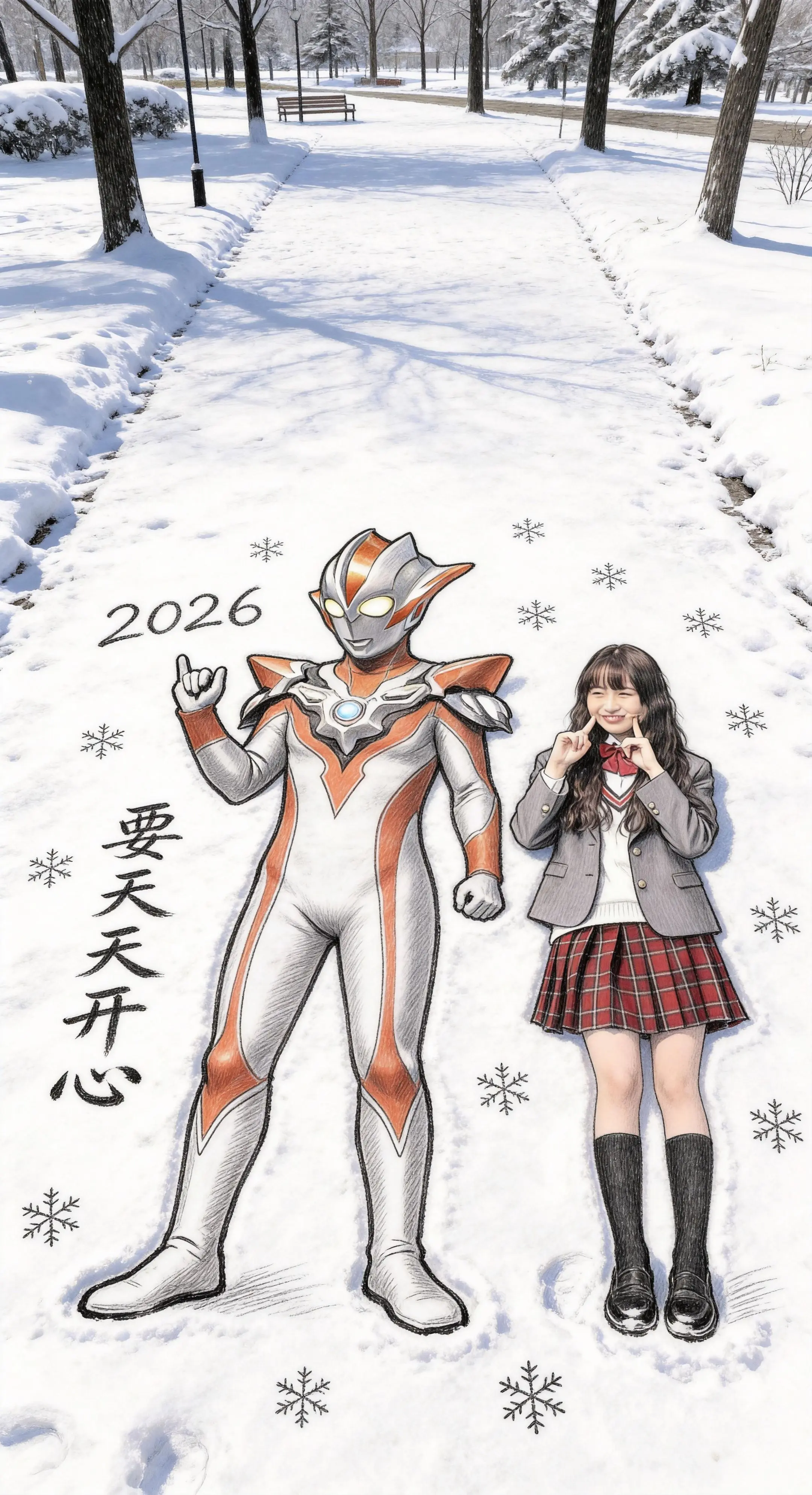 雪地素描自画像