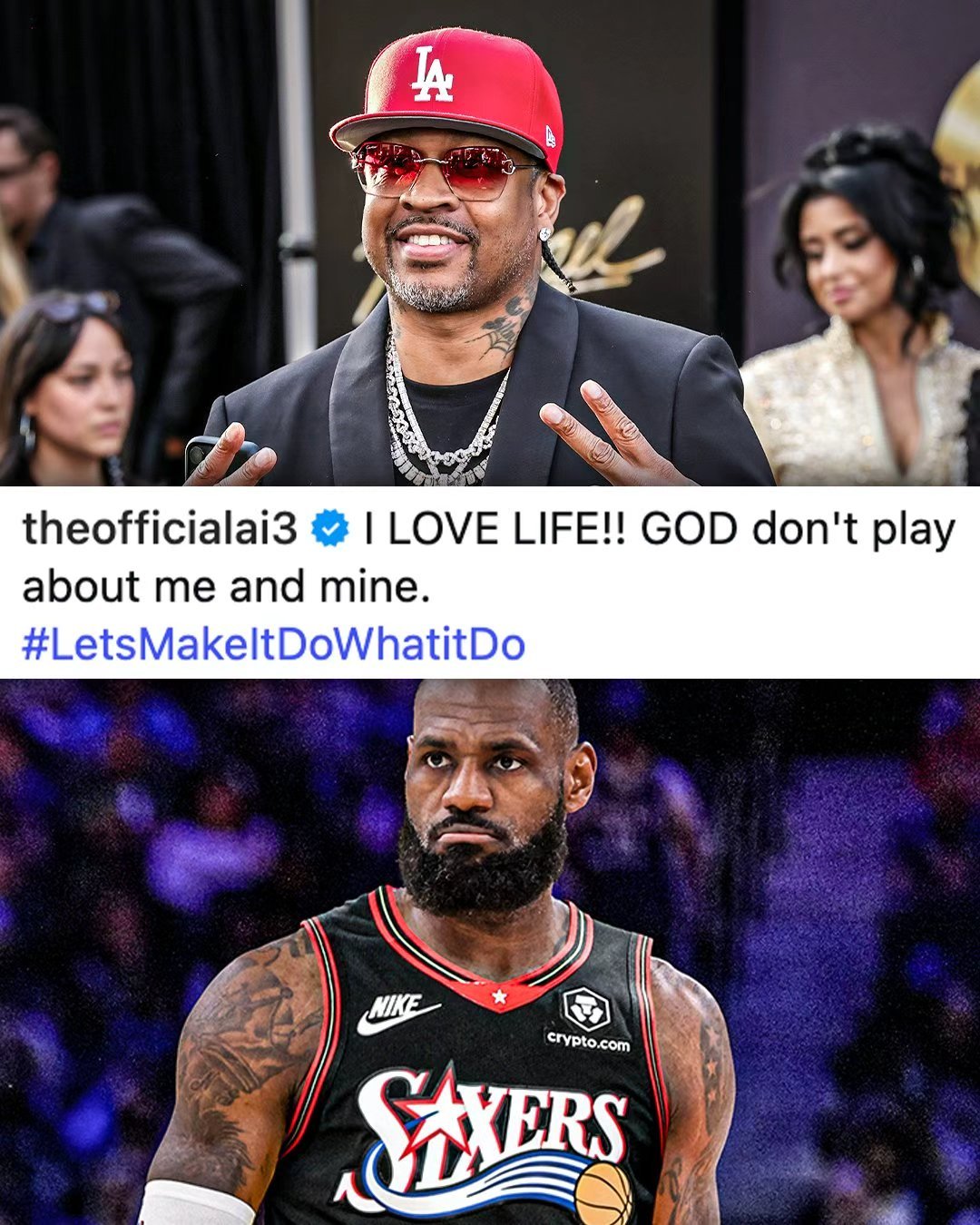 NBA 阿伦·艾弗森对勒布朗詹姆斯签约他钟爱的76人队一事做出回应。詹姆斯加盟7