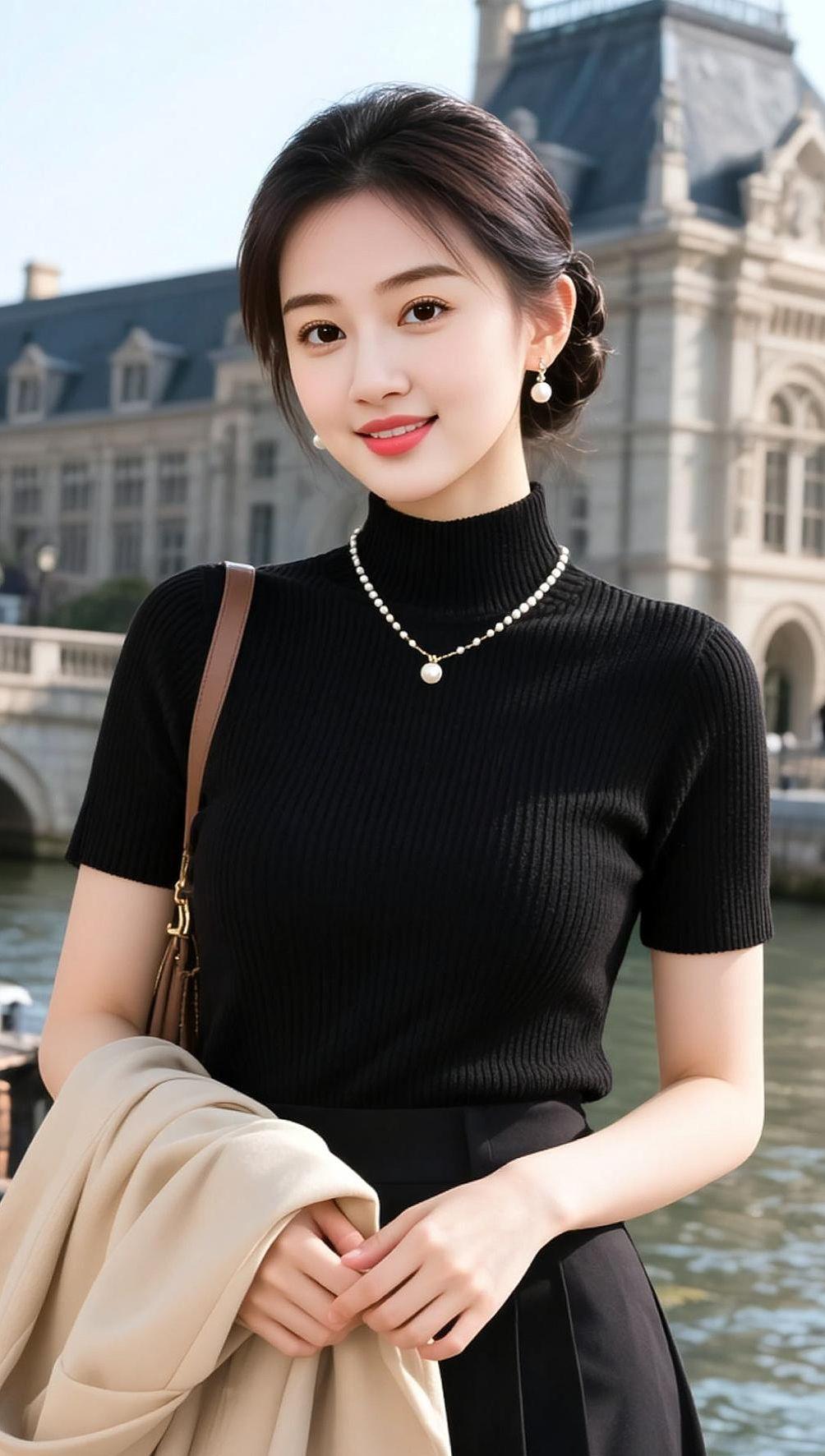 AI河畔轻熟风 抖音ai创作 高颜值