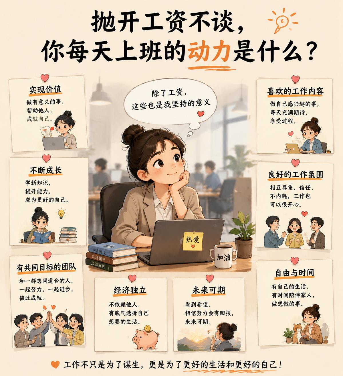 今日话题：抛开工资不谈，你每天上班的动力是什么？