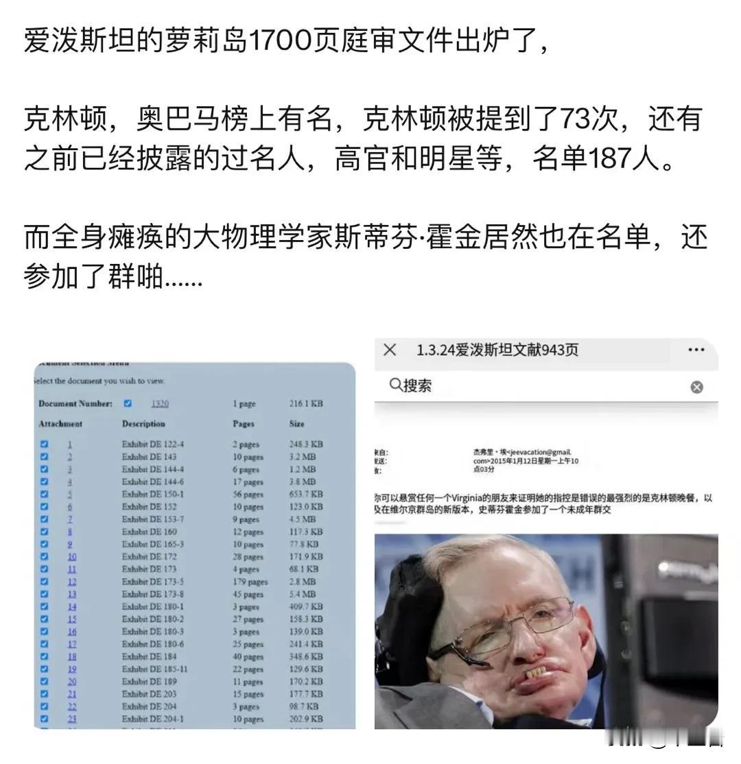 美国真是个神奇的国家，恋童色情大亨爱泼斯坦幸亏稀里糊涂的死了。
这份新公布的庭审